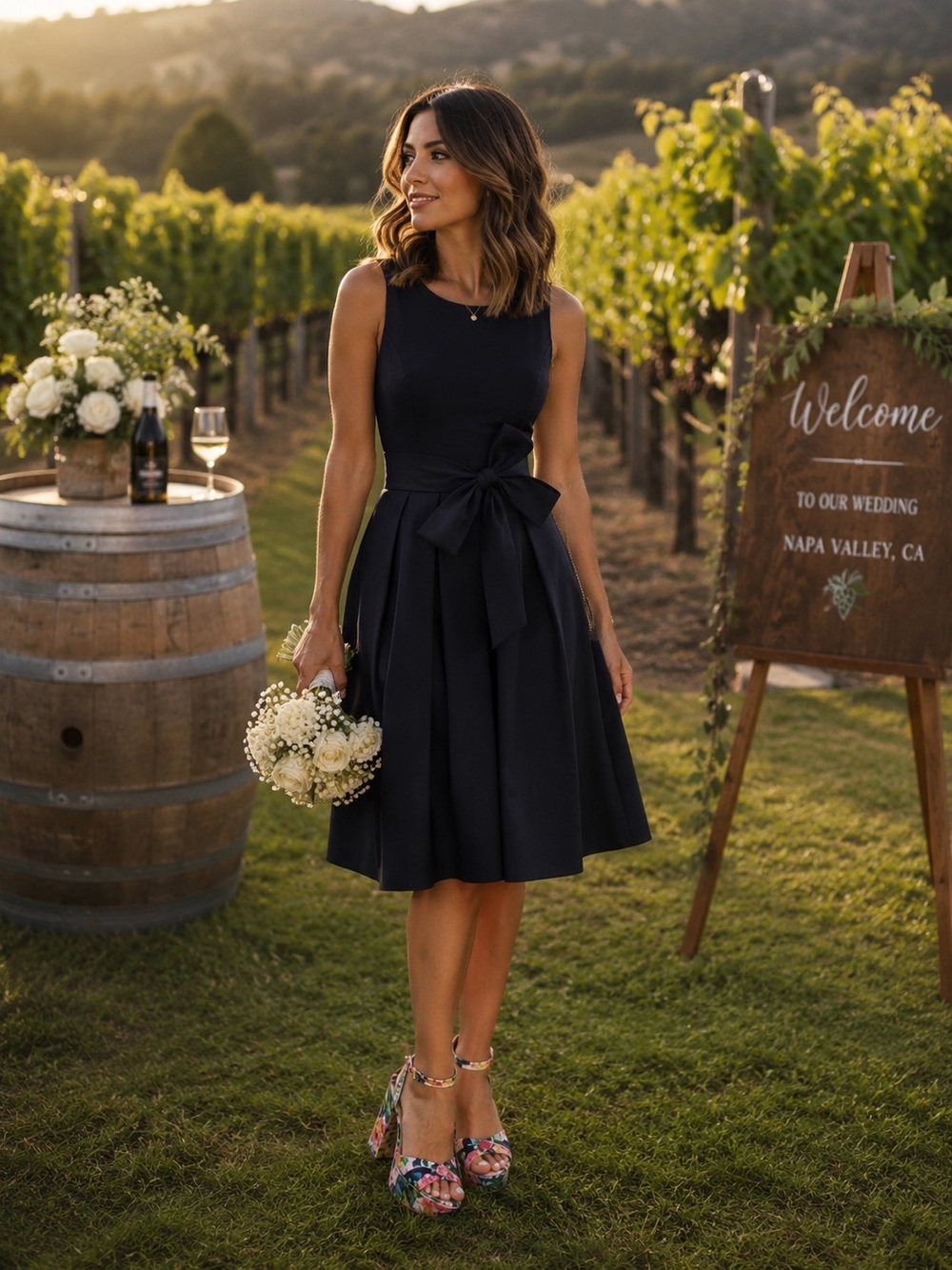 Ralph Lauren Navy Taffeta Jersey Dress with Pockets 12